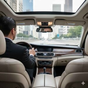 Licensed professional chauffeur providing airport transportation in Houston Texas